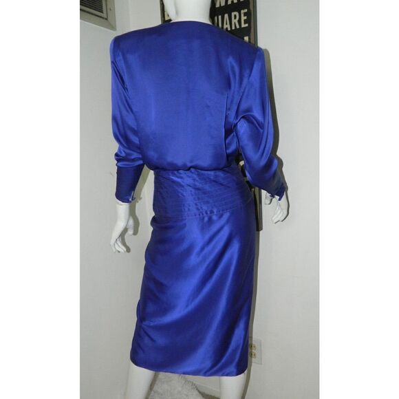 Vintage B.B. Collections Dress Purple Faux Wrap Party Cocktail Dress Size 6 - Picture 8 of 11